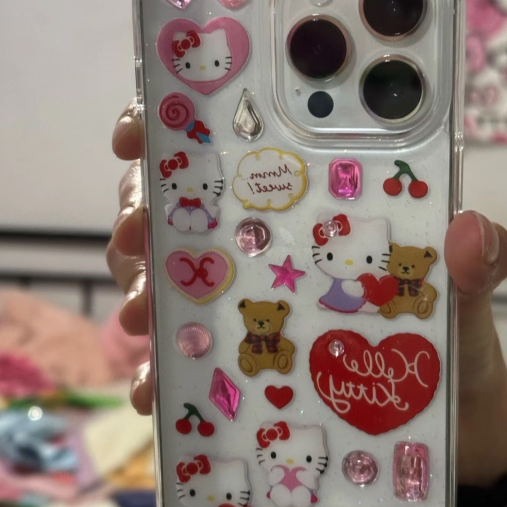 h3ll0 k1tty s4nri0 glitter iPhone case